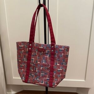 NWOT Longaberger Red and Blue AMERICAN 🇺🇸 flag Patterned Tote